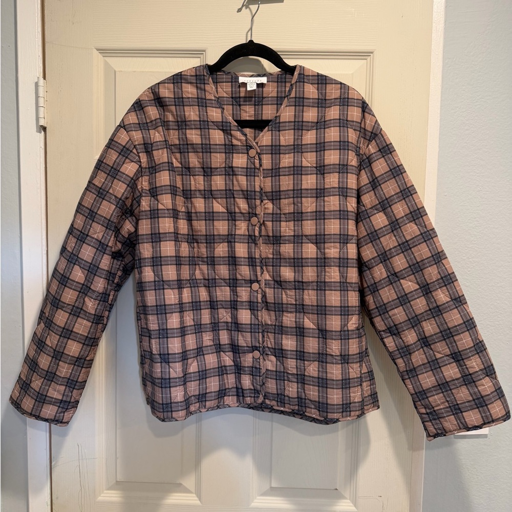 Topshop Plaid Quilted Jacket